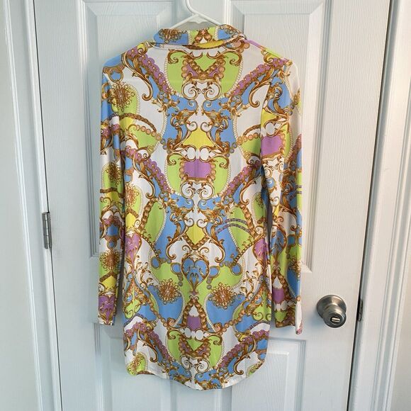 Julia by Love J Shirt Dress Womens Size Large Button Up Baroque Versailles Print - Picture 4 of 6